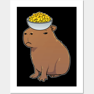 Capybara with Mac and Cheese on its head Posters and Art